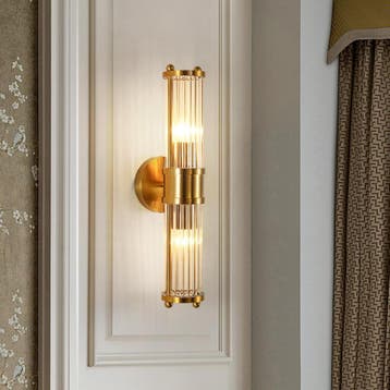Wandlamp Goud Vintage 46cm | Retour deal -34% | NU, Huis en Inrichting, Lampen | Wandlampen, Verzenden, Zo goed als nieuw, Glas