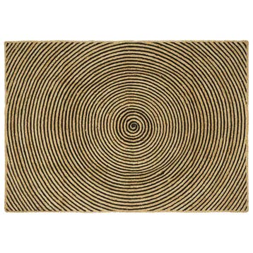 vidaXL Gebied Tapijt Zwart 140 x 200 cm Jute, Maison & Meubles, Ameublement | Tapis & Moquettes, Verzenden