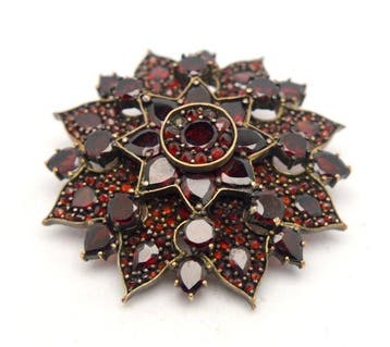 Sans prix de réserve - Broche Argent 800 - 12,68 g Grenat