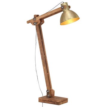 vidaXL Vloerlamp E27 massief mangohout messingkleurig, Verzenden, Nieuw