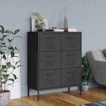 vidaXL Ladekast 80x35x101,5 cm staal antracietkleurig, Verzenden
