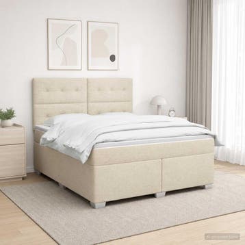 vidaXL Boxspringbed met matras Crèmekleurig 140 x 200 cm, Verzenden