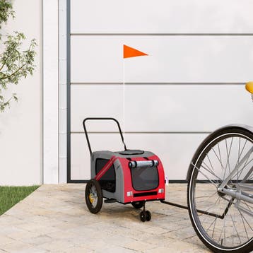 vidaXL Hondenfietstrailer oxford stof en ijzer rood en zwart, Verzenden