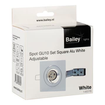 Spot Réglable Carré GU10 Encastré Aluminium Blanc - 146076, Verzenden