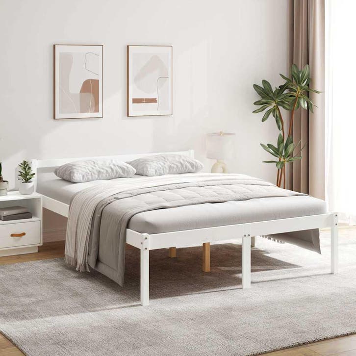 vidaXL Seniorenbed massief grenenhout wit 150x200 cm, Huis en Inrichting, Slaapkamer | Bedden, Nieuw, Verzenden