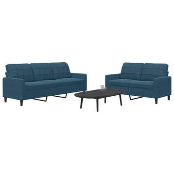 vidaXL 2-delige Loungeset met kussens fluweel blauw, Verzenden, Nieuw