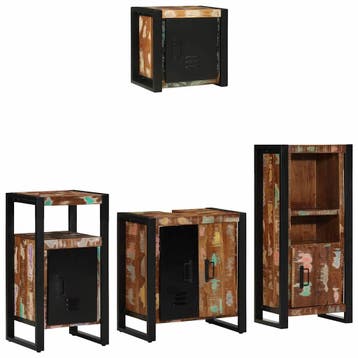 vidaXL Badkamermeubel Set met lade 4 pcs Massief, Verzenden, Nieuw