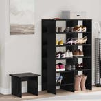 vidaXL Schoenenkast met plank 2 pcs Zwart Eiken Bewerkt hout, Verzenden, Nieuw