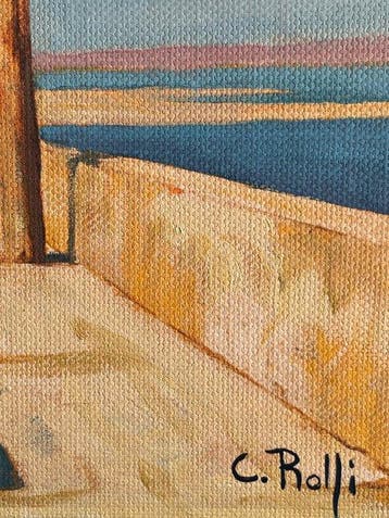 Claudio Rolfi (1960) - Borgo al mare, Antiquités & Art, Art | Peinture | Moderne
