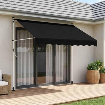 vidaXL Handmatig uitschuifbare luifel Zwart 400 cm, Verzenden, Nieuw