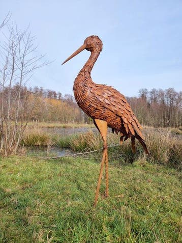 Sculpture, sculptuur, Heron / Crane bird - 110 cm - IJzer -