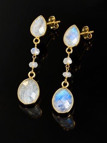 Pierre de Lune - Boucles doreilles Aurora Lunar - Argent