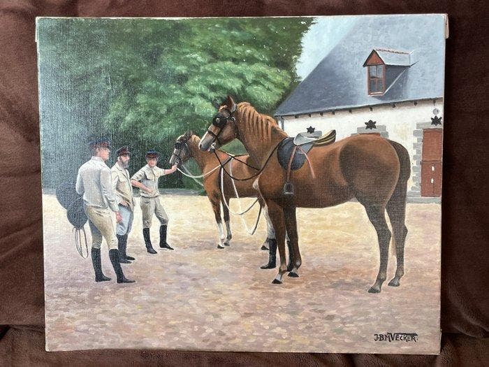 J.B Maurice Vecker (1899-1988) - Haras national de Lamballe, Antiek en Kunst, Kunst | Schilderijen | Klassiek