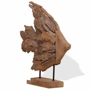 Vissenbeeld teakhout 57cm | Uniek stuk | Tweede kansje, Verzenden