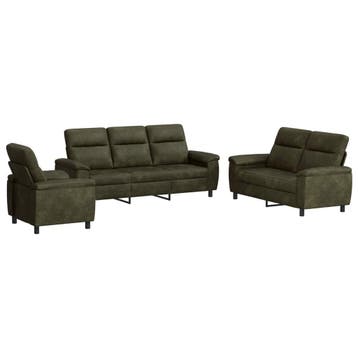 vidaXL bank / zetelstel 3 pcs Leger Groen Kunst Suède Leer, Verzenden
