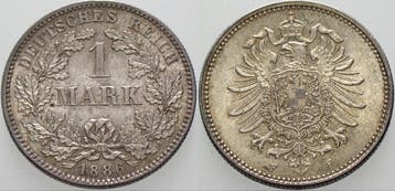 1 Mark 1886 F Kleinmunten-kaiserreich Kleiner Adler, Verzenden, België