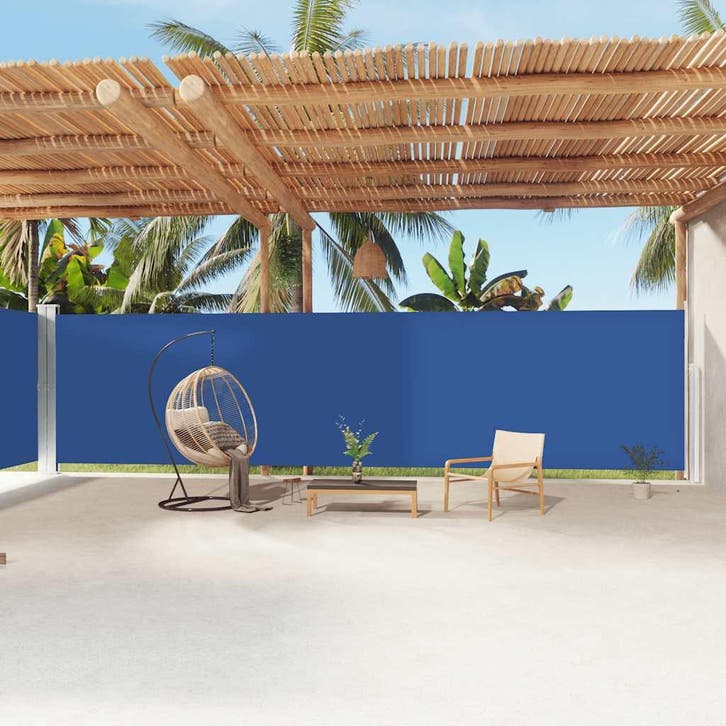 vidaXL Windscherm uittrekbaar 200x1200 cm blauw, Jardin & Terrasse, Parasols, Envoi