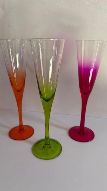 Champagneglas - Gedraaide champagnefluit, Vintage - Glas,