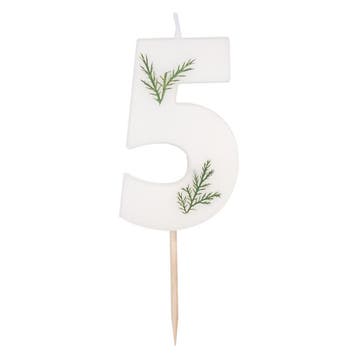 Witte Kaars 5 Jaar Gebladerd 5cm, Verzenden