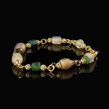 Romain antique Bracelet, avec des perles de verre romain