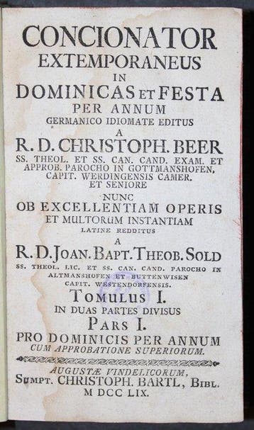 Christoph Beer - Concionator Extemporaneus In Dominicas Et