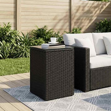 vidaXL Bijzettafel Zwart poly rattan, Huis en Inrichting, Tafels | Bijzettafels, Verzenden, Nieuw