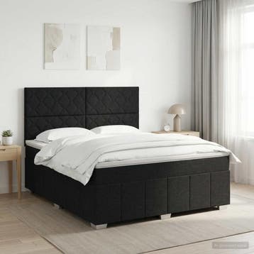vidaXL Boxspringbed met matras met hoofdeinde Zwart 160 x, Verzenden