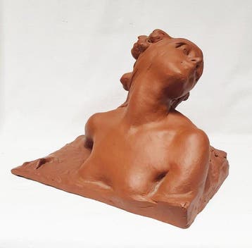 Beeld, Buste van vrouw - 25 cm - Terracotta, Antiek en Kunst