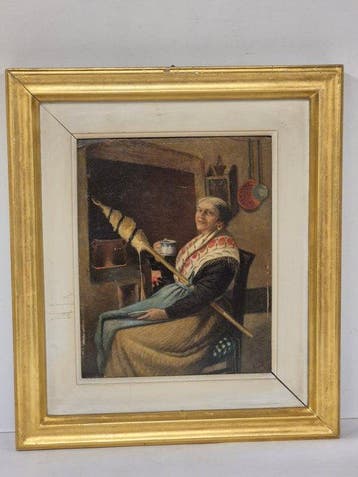 Italiaanse school (XX) - La filatrice, Antiek en Kunst