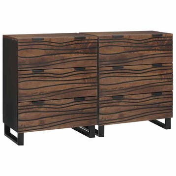 vidaXL Dressoir Set 2 st Walnotenhout 120 x 33 x 75 cm, Maison & Meubles, Verzenden