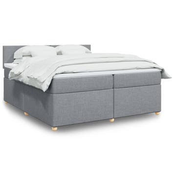 vidaXL Boxspring met matras stof lichtgrijs 200x200 cm, Verzenden, Nieuw