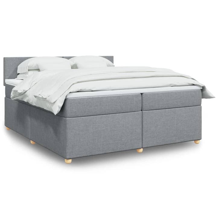 vidaXL Boxspring met matras stof lichtgrijs 200x200 cm, Huis en Inrichting, Slaapkamer | Bedden, Nieuw, Verzenden