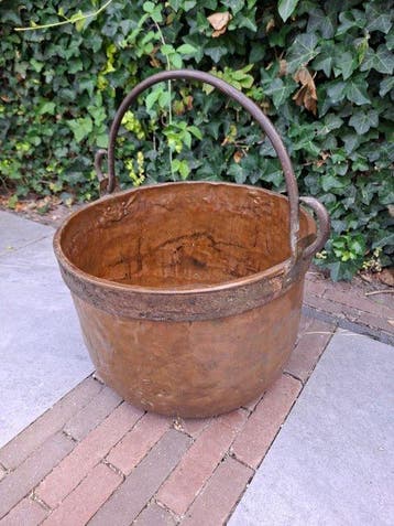 Openhaard accessoire - Koper - Haardhoutbak - Grote Pot, Antiek en Kunst