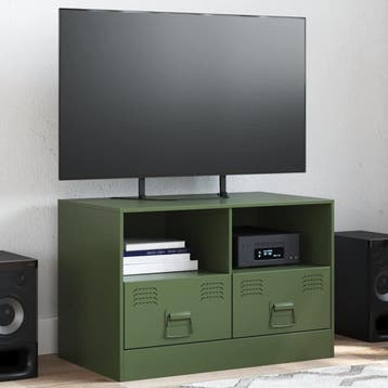 vidaXL Tv-meubel 67x39x44 cm staal olijfgroen, Verzenden
