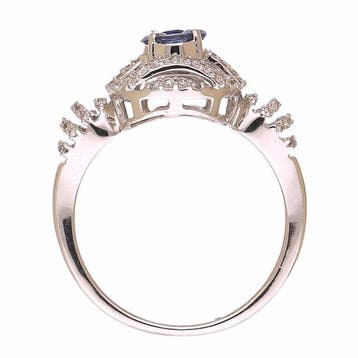 Ring - 18 karaat Witgoud Saffier - Diamant, Nieuw