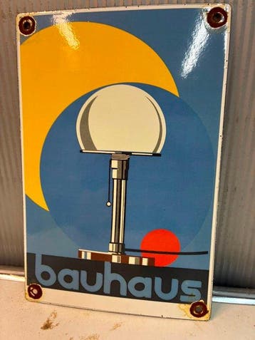 Bauhaus – Design Tafellamp – Emaille Reclamebord - Enseigne