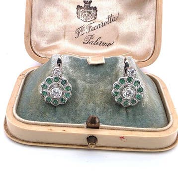 Boucles doreilles Platine - 2.20ct. tw. Émeraude - Diamant, Handtassen en Accessoires, Oorbellen, Nieuw