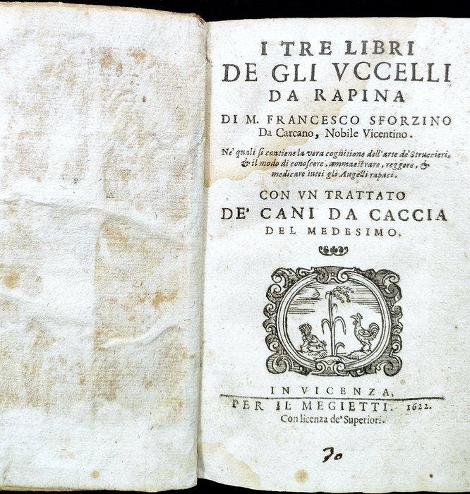 Francesco Sforzino da Carcano - falconry, birds of prey and, Antiek en Kunst, Antiek | Boeken en Manuscripten