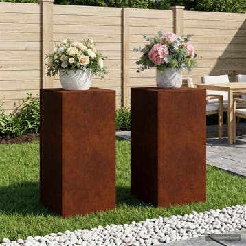vidaXL Plantenstand 2 pcs Roestkleurig 40 x 40 x 80 cm, Jardin & Terrasse, Verzenden