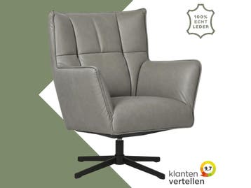 Leren draaifauteuil Lovely - Granada Steel (grijs), Ophalen of Verzenden