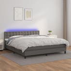 vidaXL Boxspring met matras en LED kunstleer grijs 160x200, Verzenden, Nieuw