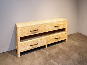 Badkamermeubel teak 180x45x85cm - White wash, Verzenden, 150 tot 200 cm, Nieuw, Minder dan 100 cm