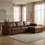 Leren hoekbank Flow - 2 zits + longchair, Huis en Inrichting, Nieuw, Ophalen of Verzenden, Modern, 200 tot 250 cm