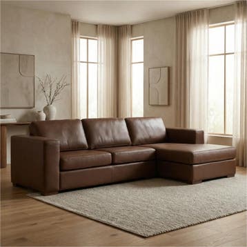 Leren hoekbank Flow - 2 zits + longchair, Nieuw, Ophalen of Verzenden, Modern, 200 tot 250 cm