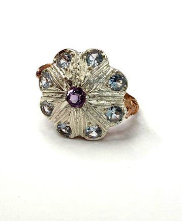 Zonder minimumprijs - Ring - 9 kt. Roségoud, Zilver Spinel, Nieuw