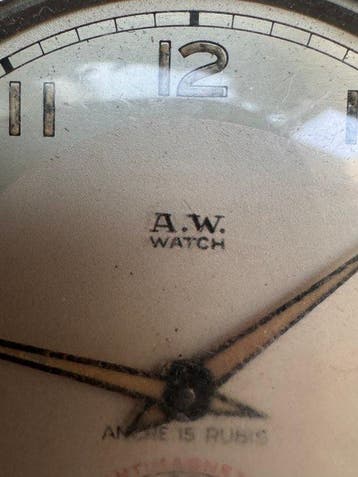Vintage Art Deco A.W. Watch Co. Pocket Ancre 15 rubis. -