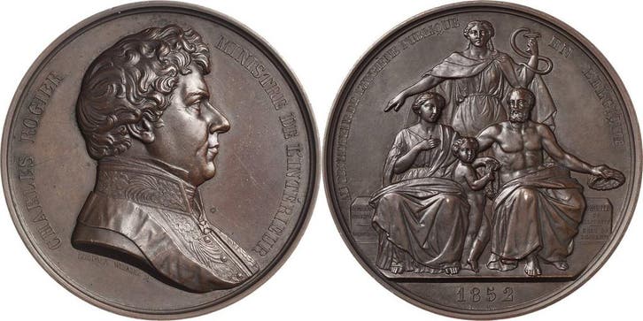 Brons medaille 1852 Medicina in nummis, Timbres & Monnaies, Pièces & Médailles, Envoi