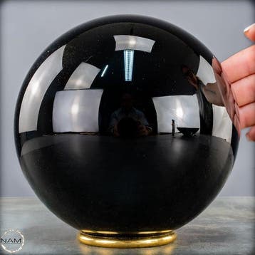 Natuurlijke topkwaliteit sprankelende zwarte obsidiaan Bol-