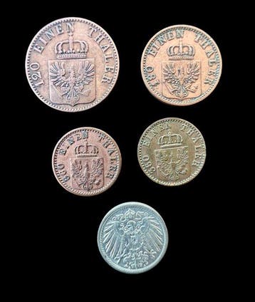 Duitsland. Lot of 5 coins, various Pfennig denominations