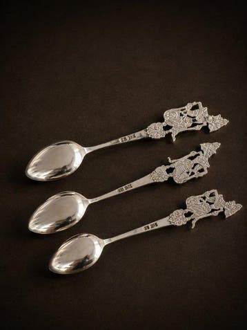 Theelepel (3) - .925 zilver - Wayang Teaspoons silver, Antiek en Kunst
